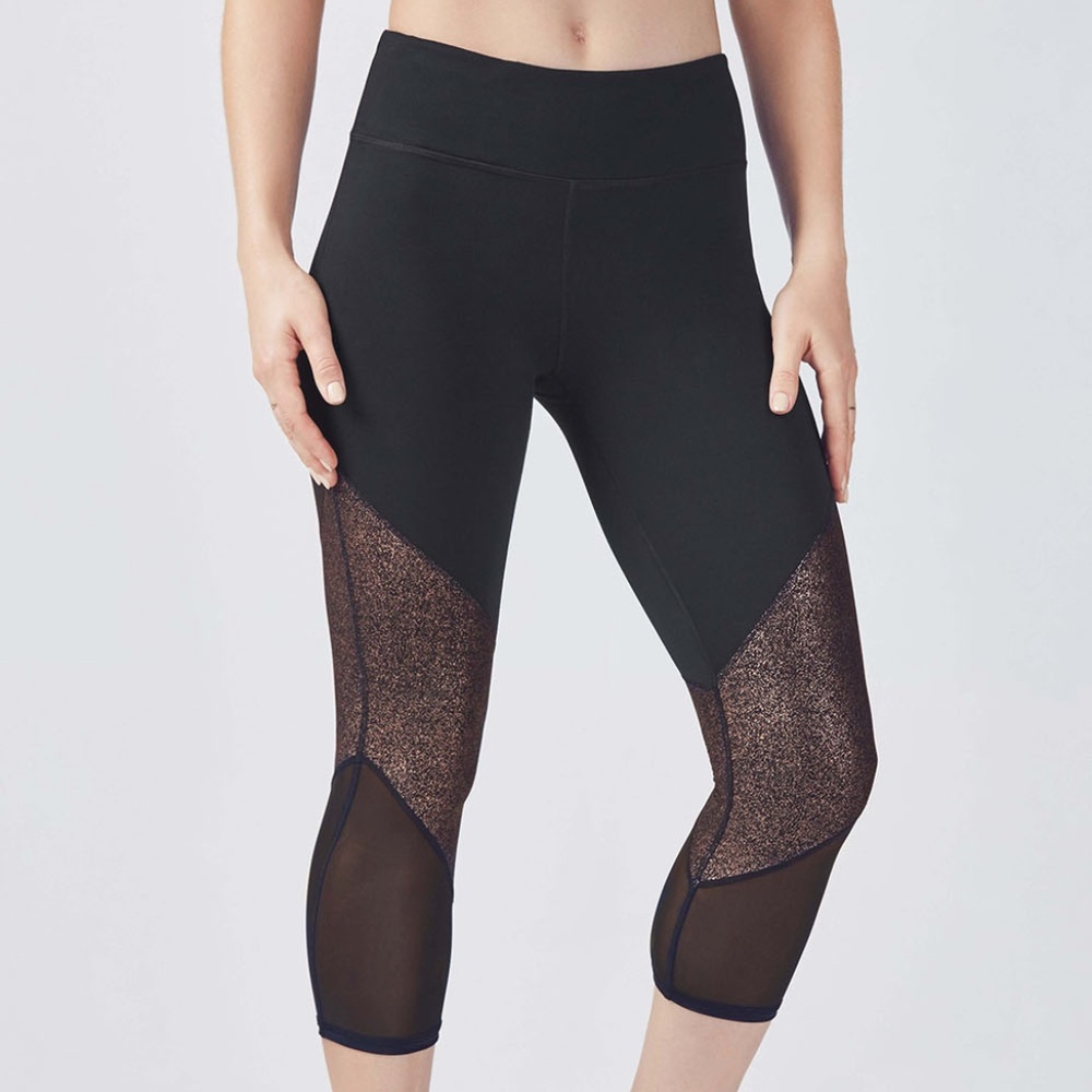 Salar Mesh Metallic PowerHold Capri Leggings